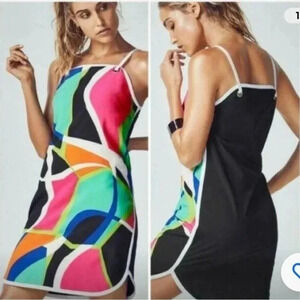 Fabletics Wonda  dress color block geometric multicolor sundress, NWOT